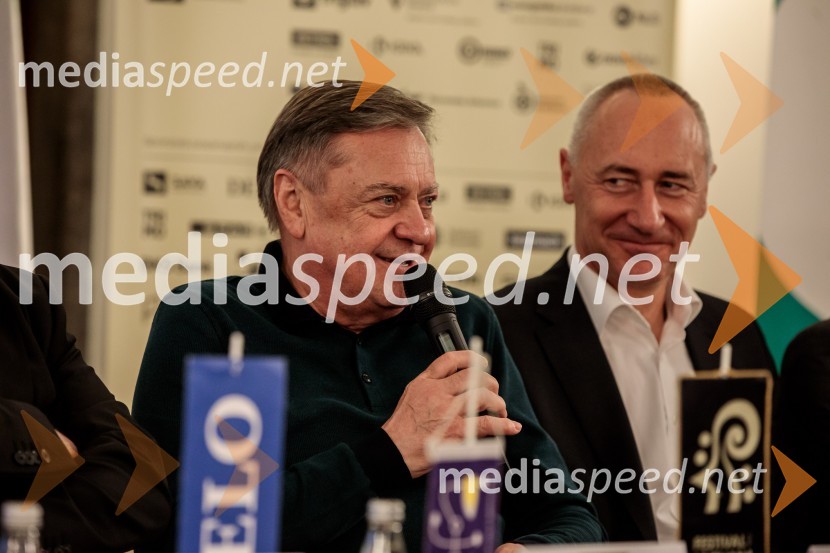  Zoran Janković, župan, Mestna občina Ljubljana;  Jošt Dolničar, predsednik uprave, Zavarovalnica SavaNovinarska konferenca 72. Ljubljana Festivala