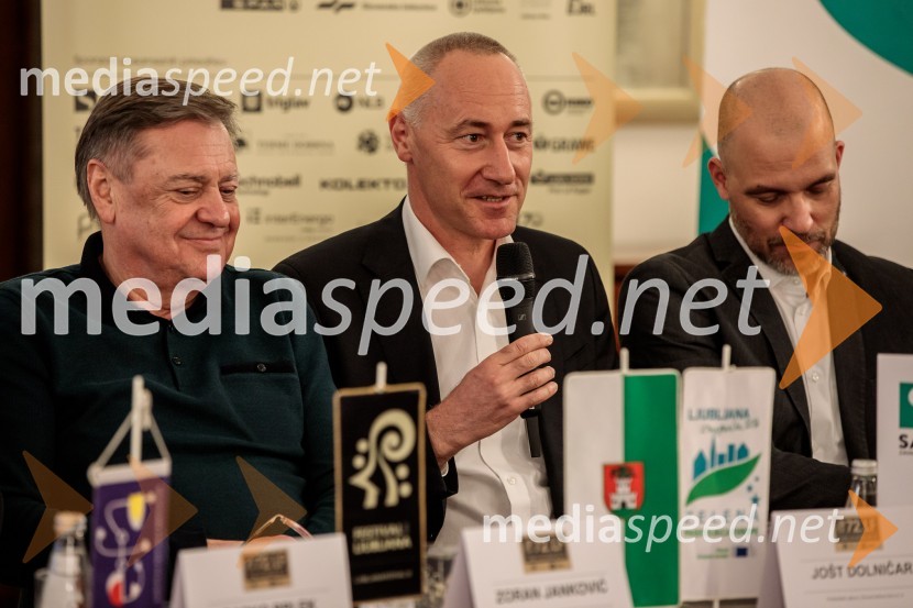  Zoran Janković, župan, Mestna občina Ljubljana;  Jošt Dolničar, predsednik uprave, Zavarovalnica Sava;  Andrej Krajner, direktor komunikacij, NLBNovinarska konferenca 72. Ljubljana Festivala