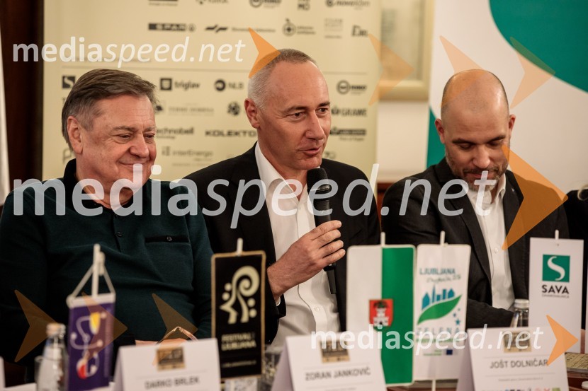  Zoran Janković, župan, Mestna občina Ljubljana;  Jošt Dolničar, predsednik uprave, Zavarovalnica Sava;  Andrej Krajner, direktor komunikacij, NLBNovinarska konferenca 72. Ljubljana Festivala