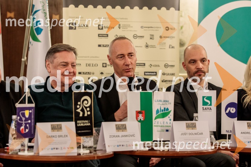  Zoran Janković, župan, Mestna občina Ljubljana;  Jošt Dolničar, predsednik uprave, Zavarovalnica Sava;  Andrej Krajner, direktor komunikacij, NLBNovinarska konferenca 72. Ljubljana Festivala
