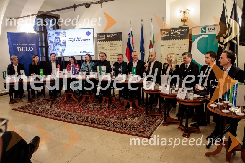 mag. David Kastelic, predsednik uprave, Grawe zavarovalnica d.d;  Lea Cimperman Acman, vodja odnosov z javnostmi, Spar Slovenija d.o.o.;  John Denhof, predsednik uprave NKBM;  Mojca Avšič, direktorica marketinga in uporabniške izkušnje, Petrol;  Nataša  Luša, direktorica družbe Delo d.o.o.;  Darko  Brlek, direktor in umetniški vodja, Festival Ljubljana;  Zoran Janković, župan, Mestna občina Ljubljana;  Jošt Dolničar, predsednik uprave, Zavarovalnica Sava;  Andrej Krajner, direktor komunikacij, NLB;  Elvira Medved,  vodja Službe za odnose z javnostmi Krka d.d.;  Božo  Černila, direktor, Trimo;  Leon Tomašić, direktor, Terme Doberna;  Tomislav Čizmić, predsednik poslovodstva družbe, Telemach Slovenija d.o.o.Novinarska konferenca 72. Ljubljana Festivala