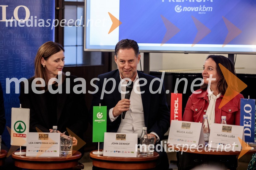  Lea Cimperman Acman, vodja odnosov z javnostmi, Spar Slovenija d.o.o.;  John Denhof, predsednik uprave NKBM;  Mojca Avšič, direktorica marketinga in uporabniške izkušnje, PetrolNovinarska konferenca 72. Ljubljana Festivala