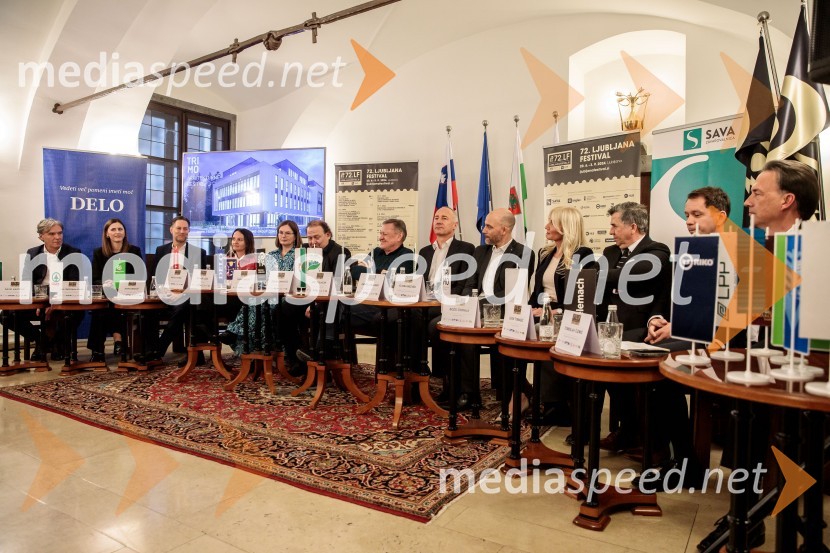 mag. David Kastelic, predsednik uprave, Grawe zavarovalnica d.d;  Lea Cimperman Acman, vodja odnosov z javnostmi, Spar Slovenija d.o.o.;  John Denhof, predsednik uprave NKBM;  Mojca Avšič, direktorica marketinga in uporabniške izkušnje, Petrol;  Nataša  Luša, direktorica družbe Delo d.o.o.;  Darko  Brlek, direktor in umetniški vodja, Festival Ljubljana;  Zoran Janković, župan, Mestna občina Ljubljana;  Jošt Dolničar, predsednik uprave, Zavarovalnica Sava;  Andrej Krajner, direktor komunikacij, NLB;  Elvira Medved,  vodja Službe za odnose z javnostmi Krka d.d.;  Božo  Černila, direktor, Trimo;  Leon Tomašić, direktor, Terme Doberna;  Tomislav Čizmić, predsednik poslovodstva družbe, Telemach Slovenija d.o.o.Novinarska konferenca 72. Ljubljana Festivala