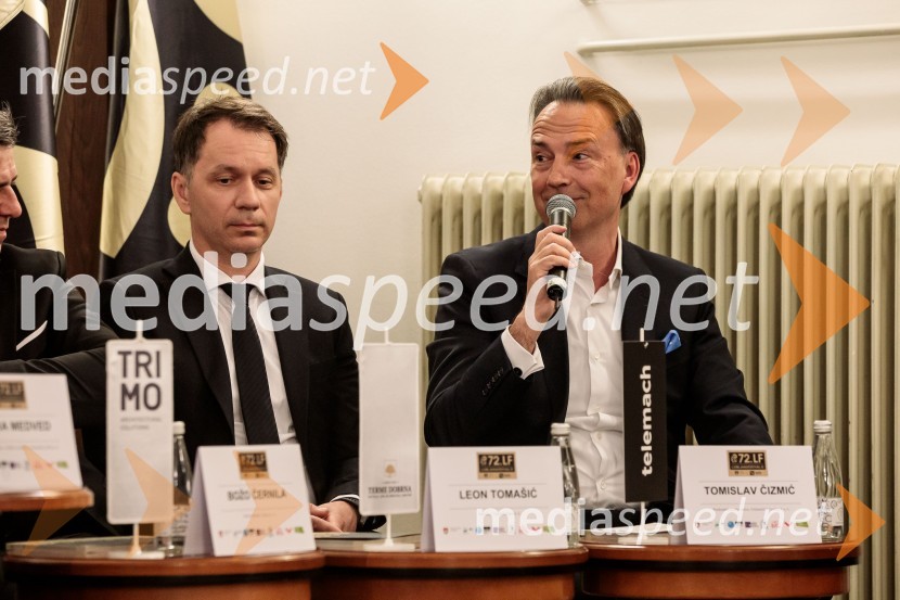  Leon Tomašić, direktor, Terme Doberna;  Tomislav Čizmić, predsednik poslovodstva družbe, Telemach Slovenija d.o.o.Novinarska konferenca 72. Ljubljana Festivala