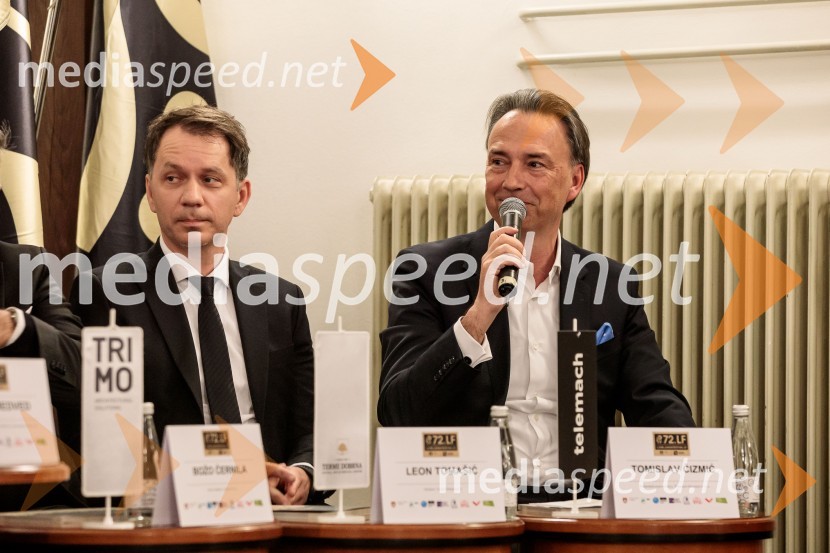  Leon Tomašić, direktor, Terme Doberna;  Tomislav Čizmić, predsednik poslovodstva družbe, Telemach Slovenija d.o.o.Novinarska konferenca 72. Ljubljana Festivala