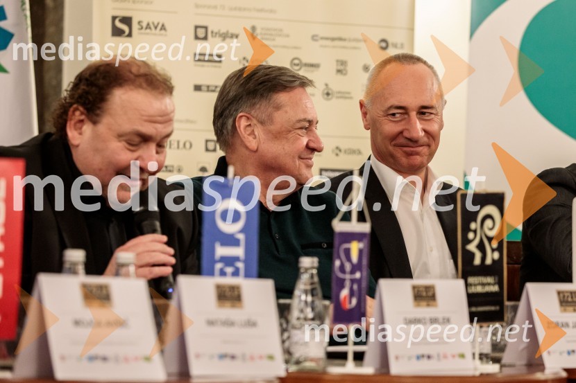  Darko  Brlek, direktor in umetniški vodja, Festival Ljubljana;  Zoran Janković, župan, Mestna občina Ljubljana;  Jošt Dolničar, predsednik uprave, Zavarovalnica SavaNovinarska konferenca 72. Ljubljana Festivala