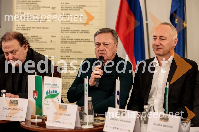  Zoran Janković, župan, Mestna občina Ljubljana;  Jošt Dolničar, predsednik uprave, Zavarovalnica SavaNovinarska konferenca 72. Ljubljana Festivala