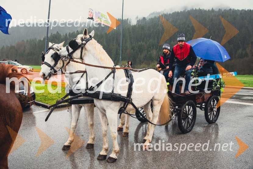 Sprejem smučarskih skakalcev Prevc v rodni Dolenji vas