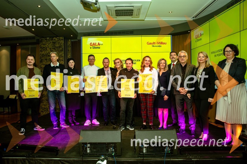  David Žefran, kuhar, dobitnik Michelinove zvezdice 2022;  Matevž Kmet, Restavracija Cubo, Ljubljana;  Saša Pleško, Restavracija Cubo, Ljubljana;  Simo Komel, Bistro Grad Štanjel, Štanjel;  Andrej Kurež, hotel Marina;  Mira Šemić, direktorica, Gault&Millau Slovenija;  Ago Špacapan, Špacapanova hiša, Komen;  Zekira Marković, Kulturno društvo MariBorke, lastnica restavracije Baščaršija in Sarajevo;  ... ; dr. Aleš Musar, lastnik Ruske dače;  Matjaž Han, minister za gospodarstvo, turizem in šport; mag. Maja Pak Olaj, direktorica, Slovenska turistična organizacija;  Dubravka Kalin, generalna direktorica, Direktorat za turizem na Ministrstvu za gospodarstvo, turizem in športGault&Millau 2024, gala podelitev priznanj