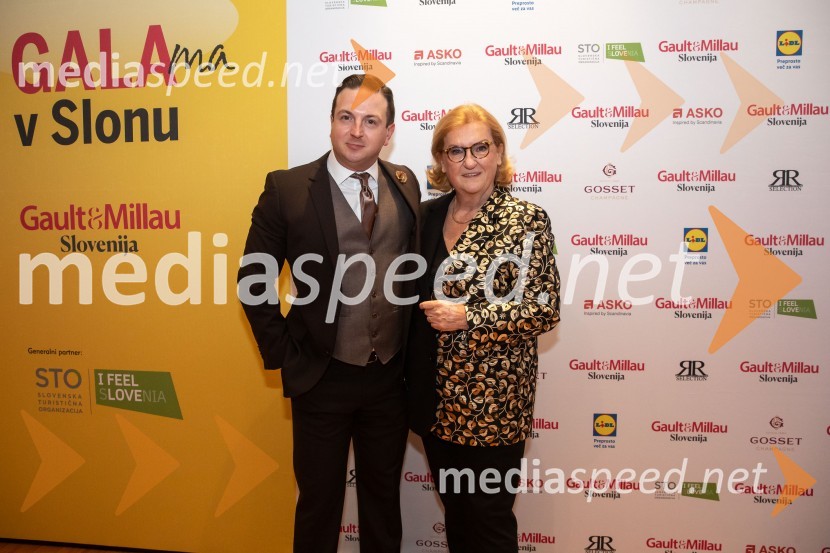  Veljko Mijušković;  Mira Šemić, direktorica, Gault&Millau SlovenijaGault&Millau 2024, gala podelitev priznanj