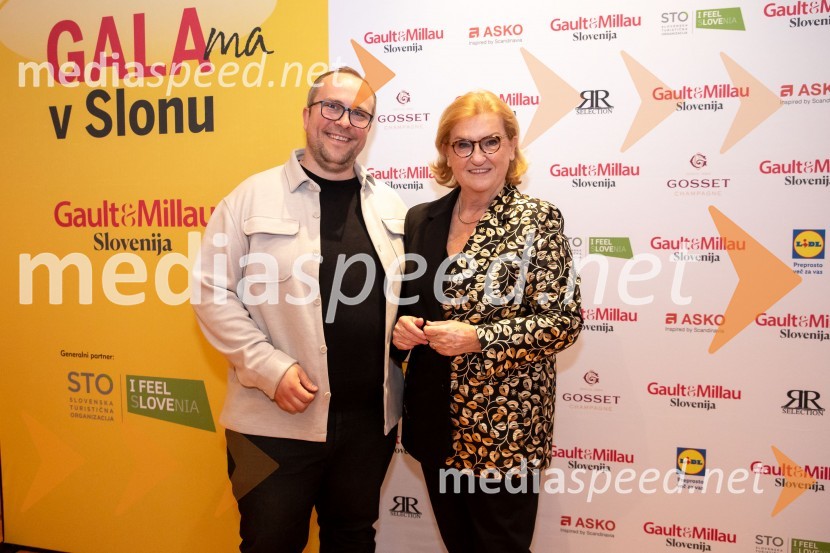  Sašo Šketa,  ljubiteljski kuhar, urednik portala Presno.si ;  Mira Šemić, direktorica, Gault&Millau SlovenijaGault&Millau 2024, gala podelitev priznanj