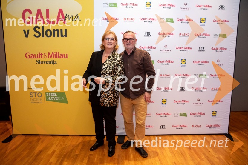  Mira Šemić, direktorica, Gault&Millau Slovenija;  Janez Bratovž,  kuharski mojster, JB RestavracijaGault&Millau 2024, gala podelitev priznanj