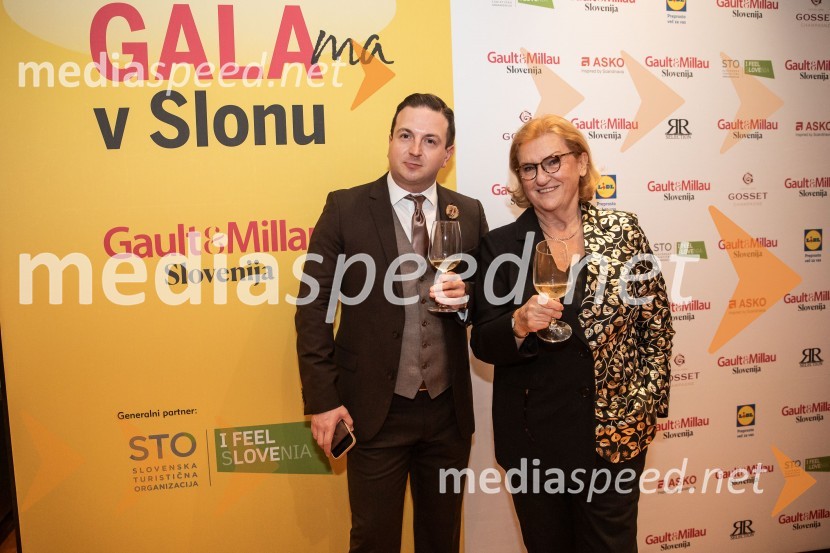  Veljko Mijušković;  Mira Šemić, direktorica, Gault&Millau SlovenijaGault&Millau 2024, gala podelitev priznanj