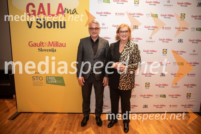  Matjaž Han, minister za gospodarstvo, turizem in šport;  Mira Šemić, direktorica, Gault&Millau SlovenijaGault&Millau 2024, gala podelitev priznanj