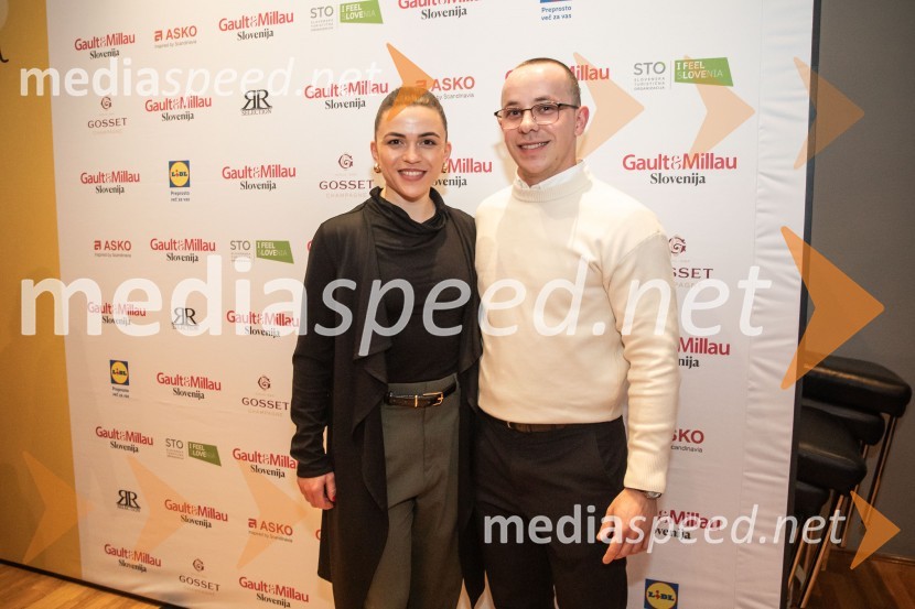  Laura Lampič;  Jernej Ogrin, strokovnjak za prehranoGault&Millau 2024, gala podelitev priznanj