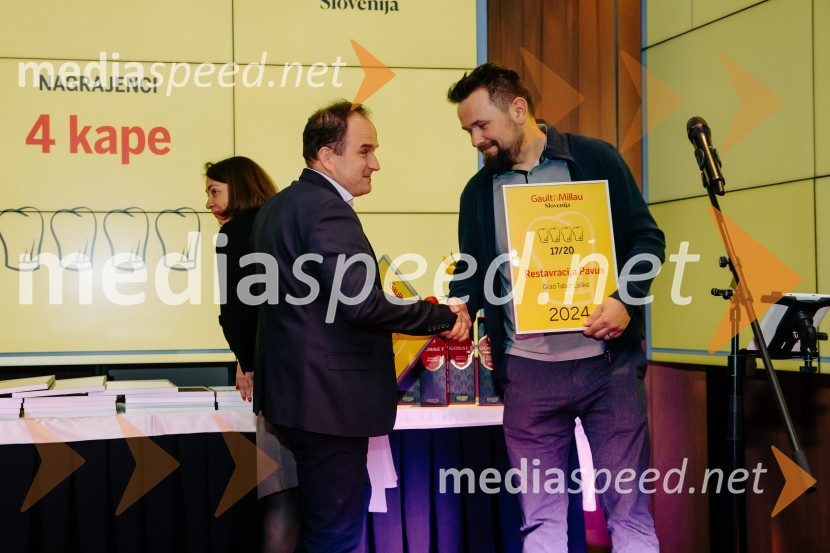  Jure Tomič, chef, Ošterija Debeluh;  Marko Pavčnik, chef, restavracija PavusGault&Millau 2024, gala podelitev priznanj