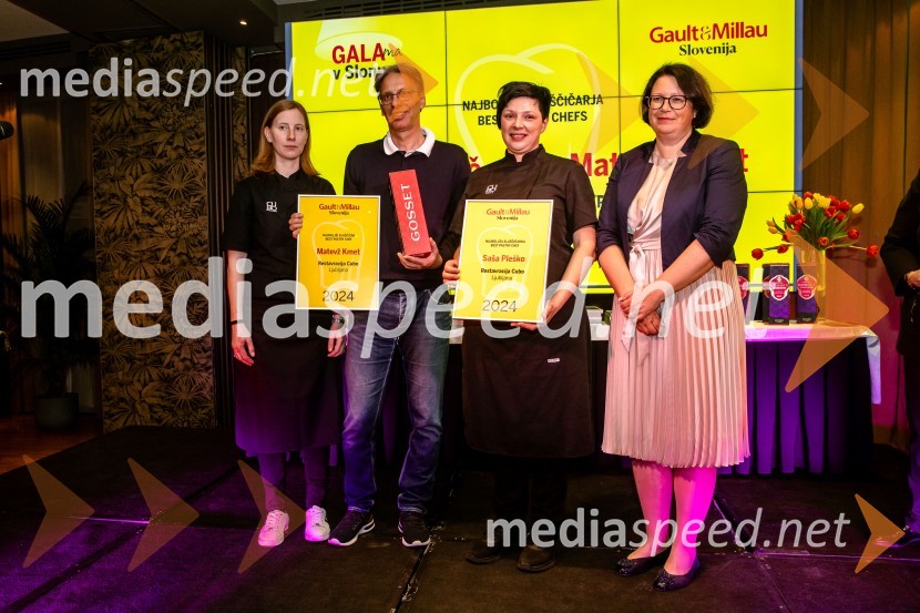  ... ;  Matevž Kmet, Restavracija Cubo, Ljubljana;  Saša Pleško, Restavracija Cubo, Ljubljana;  Dubravka Kalin, generalna direktorica, Direktorat za turizem na Ministrstvu za gospodarstvo, turizem in športGault&Millau 2024, gala podelitev priznanj