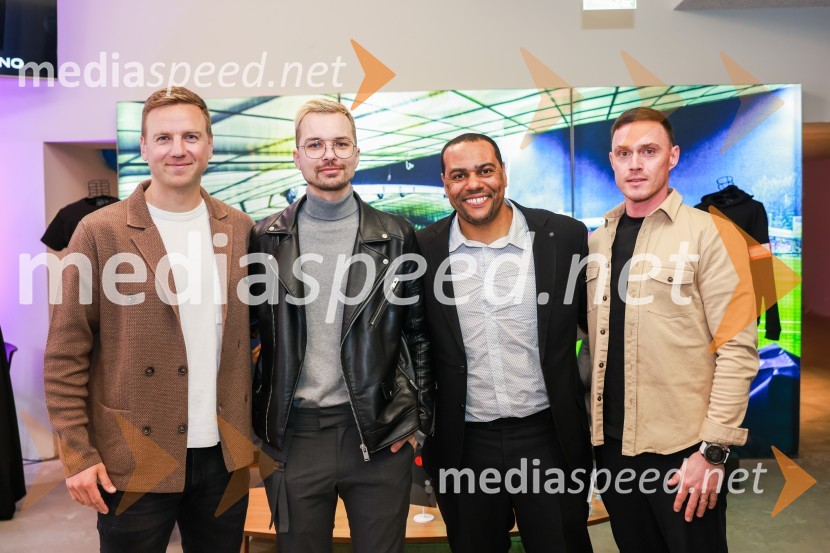  Aleš Mertelj, nekdanji nogometaš, NK Maribor;  David Hojnik, modni oblikovalec DH fashion;  Marcos  Tavares, nekdanji nogometaš, NK Maribor;  Aleš Mejač, nekdanji nogometaš, NK MariborEkskluzivna predstavitev zbirateljske kolekcije oblačil, ustvarjene iz ikoničnih nogometnih dresov