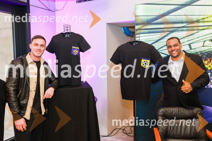  Aleš Mejač, nekdanji nogometaš, NK Maribor;  Marcos  Tavares, nekdanji nogometaš, NK MariborEkskluzivna predstavitev zbirateljske kolekcije oblačil, ustvarjene iz ikoničnih nogometnih dresov