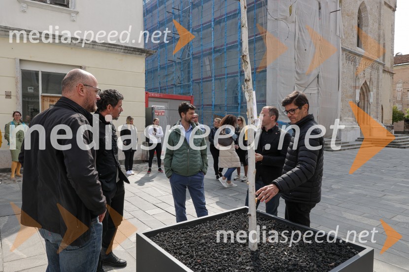  ... ;  ... ;  Anže Šinkovec, predsednik Krajevne skupnosti Center;  Klemen Malovrh, direktor, Zavod za turizem Kranj;  Matjaž Rakovec, župan Mestne občine KranjNova drevesa za zeleni Kranj