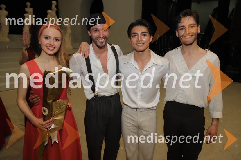  Mina Radaković, baletna plesalka;  Davide Buffone, baletni plesalec;  Yuya Omaki, baletni solist;  Aleksandar Trenevski, baletni plesalecPremiera baleta Grk Zorba v SNG Maribor