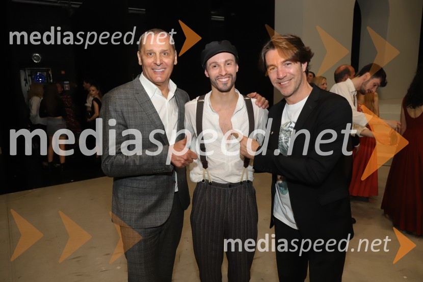  Danilo Rošker, direktor SNG Maribor;  Davide Buffone, baletni plesalec;  Edward Clug, umetniški direktor, Balet SNG MariborPremiera baleta Grk Zorba v SNG Maribor