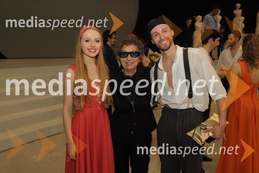  Mina Radaković, baletna plesalka;  Dragica Petrovič, režiserka in producentka;  Davide Buffone, baletni plesalecPremiera baleta Grk Zorba v SNG Maribor