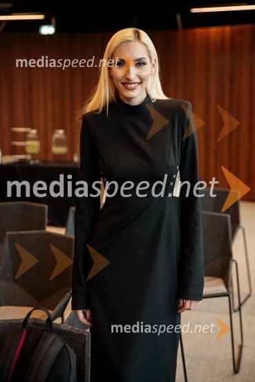  Sara Briški Cirman - Raiven, pevka, harfistkaNovinarska konferenca pevke Raiven pred koncertom v Cankarjevem domu in odhodom na Pesem Evrovizije