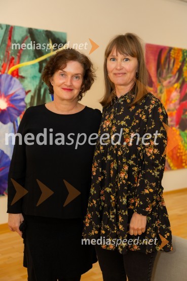  Petra  Bizilj Silva, kustosinja Generali galerije;  Barbara Kastelec, akademska slikarkaOdprtje razstave Barbare Kastelec: Gobe, hrana bogov v Generali galeriji