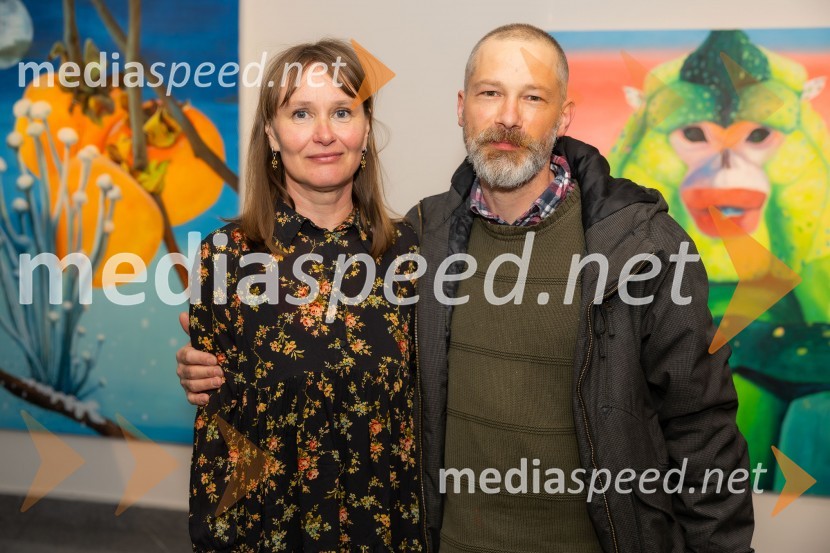  Barbara Kastelec, akademska slikarka;  Miha Perne, slikarOdprtje razstave Barbare Kastelec: Gobe, hrana bogov v Generali galeriji