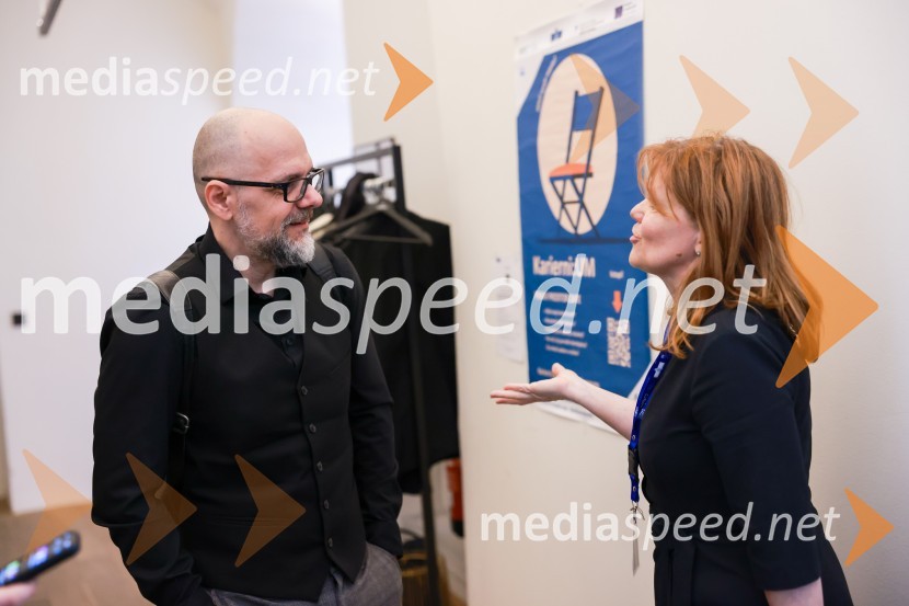 prof. dr. Dean Korošak,  prorektor za znanstvenoraziskovalno dejavnost Univerze v Mariboru;  Smiljana  Černezel Hrastar, svetovalka generalne direktorice ZRSZ, OS PtujTOP dogodek v okviru 11. karierne tržnice Univerze v Mariboru