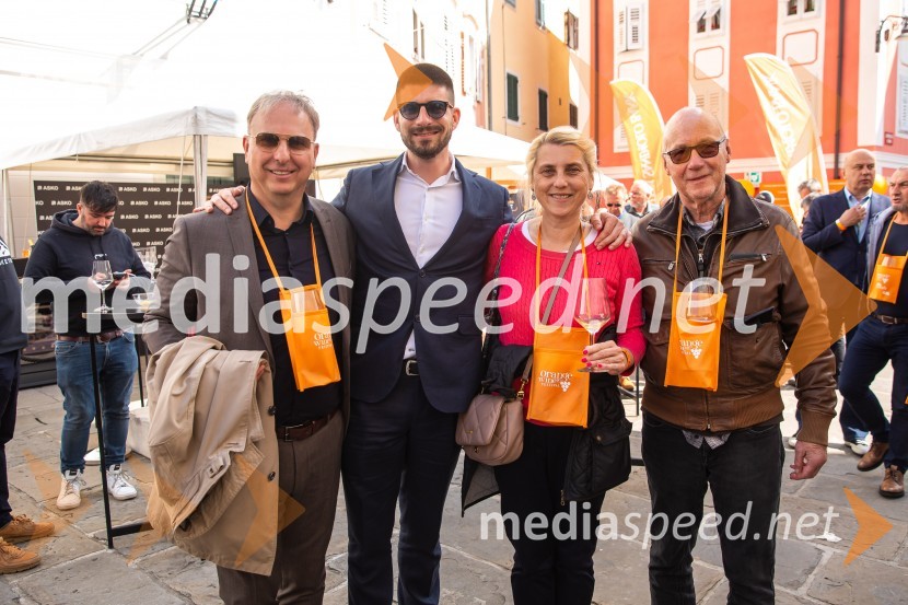  ... ;  Matej Zaro, Zaro wines;  Lili Vodušek, Merit Int.;  Matjaž Vodušek, direktor, SODO d.o.o.Orange Wine Festival Izola 2024