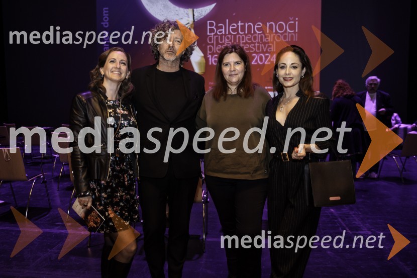  Katja Ogrin, kustosinja, Cankarjev dom;  Renato Zanella, umetniški direktor ljubljanskega baleta;  Teja Pelko, novinarka, Svet24;  Ana Klašnja, balerinaNovinarska konferenca ob 2. mednarodnem festivalu Baletne noči