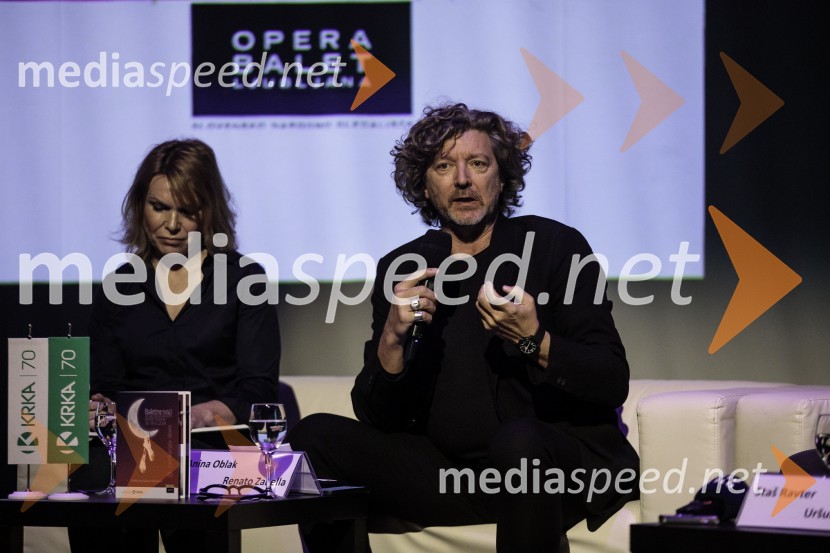  Anina Oblak, prevajalka;  Renato Zanella, umetniški direktor ljubljanskega baletaNovinarska konferenca ob 2. mednarodnem festivalu Baletne noči