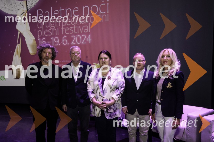  Renato Zanella, umetniški direktor ljubljanskega baleta;  Staš Ravter, direktor SNG Opera in balet Ljubljana;  Uršula Cetinski, generalna direktorica, Cankarjev dom; mag. Aleš Drenik, vodja programa resne glasbe, opere in balet, Cankarjev dom;  Elvira Medved,  vodja Službe za odnose z javnostmi Krka d.d.Novinarska konferenca ob 2. mednarodnem festivalu Baletne noči