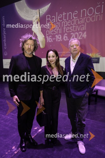  Renato Zanella, umetniški direktor ljubljanskega baleta;  Ana Klašnja, balerina;  Staš Ravter, direktor SNG Opera in balet LjubljanaNovinarska konferenca ob 2. mednarodnem festivalu Baletne noči