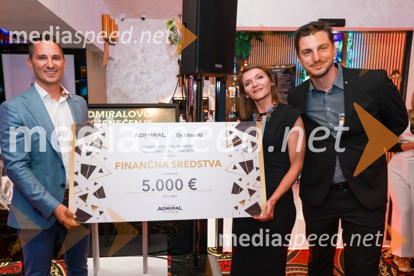 mag. Klemen Čaleta, direktor, Admiral Slovenija;  Ksenija Repina, vodja Kulturne četrti, Minoriti Maribor;  Damijan Turk, regionalni vodja, Admiral SlovenijaOtvoritev prenovljenega Casina Admiral Maribor