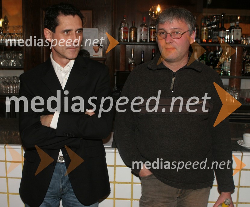 Stojan Auer in Ervin Potočnik, realizator oddaje Podalpski šov in Peta noč na Net TVPodalpski večer, snemanje nove oddaje na Net Tv