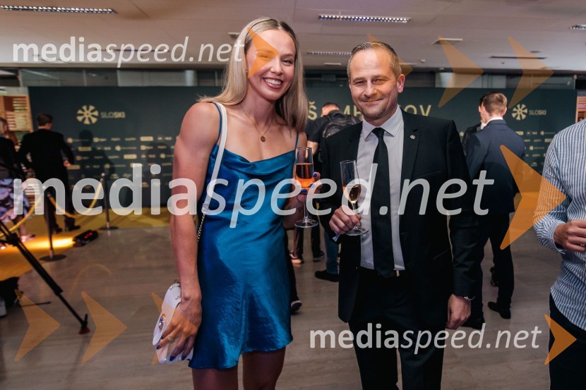  Anamarija Lampič, smučarska tekačica, Slovenija;  Tomaž Šušteršič, generalni sekretar organizacijskega komiteja PlanicaVečer šampionov 2024