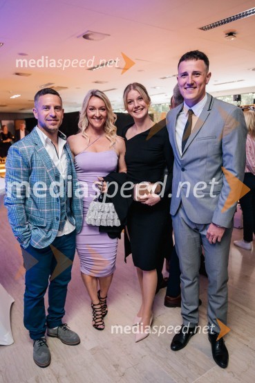  Rene Mlekuž, nekdanji smučar;  Urša Jezeršek;  Katja Krivec, dekle Štefana Hadalina;  Štefan Hadalin, nekdanji alpski smučarVečer šampionov 2024