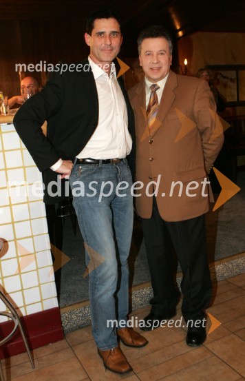 Stojan Auer in Zdravko Geržina, lastnik licence za Miss SlovenijePodalpski večer, snemanje nove oddaje na Net Tv