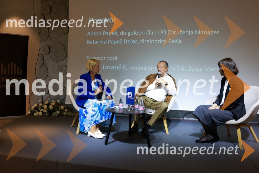  Petra Juvančič, izvršna direktorica, Združenje Manager;  Anton Papež, globalni vodja in soustanovitelj podjetja Interenergo;  Katarina Papež Delor, direktorica, BeKaMQ konferenca 2024