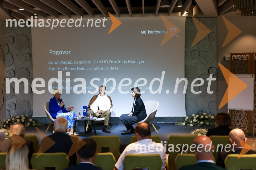  Petra Juvančič, izvršna direktorica, Združenje Manager;  Anton Papež, globalni vodja in soustanovitelj podjetja Interenergo;  Katarina Papež Delor, direktorica, BeKaMQ konferenca 2024