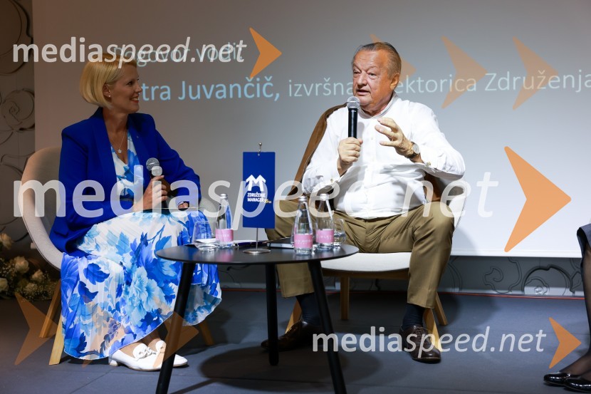  Petra Juvančič, izvršna direktorica, Združenje Manager;  Anton Papež, globalni vodja in soustanovitelj podjetja InterenergoMQ konferenca 2024