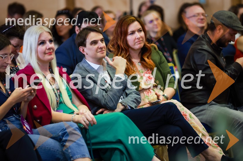  Hana Souček Martinc, medijska menadžerka, Kreativna baza; dr. Damir Jugo, dekan, Edward Bernays University of Applied Sciences;  Živa Jalovec, neodvisna strokovnjakinja za komuniciranje in vsebinski marketing26. SKOJ, prvi dan konference in podelitev nagrad Prizma