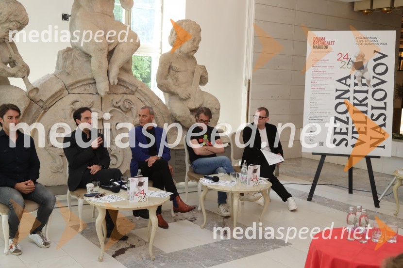  Edward Clug, umetniški direktor, Balet SNG Maribor;  Simon Krečič, umetniški direktor Opere SNG Maribor;  Danilo Rošker, direktor SNG Maribor;  Aleksandar  Popovski, režiser, umetniški direktor Drame SNG Maribor;  Alan Kavčič, predstavnik za odnose z javnostmi SNG MariborSlovensko narodno gledališče Maribor Drama, Opera, Balet, predstavilo repertoar sezone 2024/2025