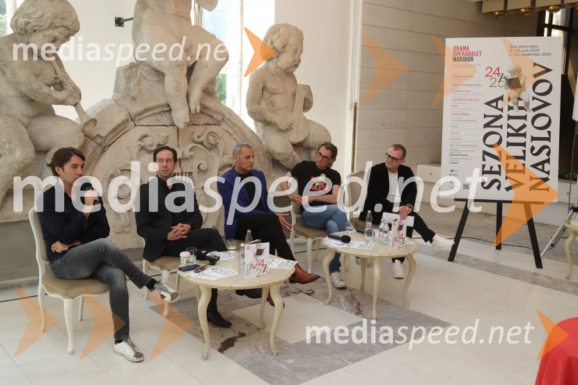  Edward Clug, umetniški direktor, Balet SNG Maribor;  Simon Krečič, umetniški direktor Opere SNG Maribor;  Danilo Rošker, direktor SNG Maribor;  Aleksandar  Popovski, režiser, umetniški direktor Drame SNG Maribor;  Alan Kavčič, predstavnik za odnose z javnostmi SNG MariborSlovensko narodno gledališče Maribor Drama, Opera, Balet, predstavilo repertoar sezone 2024/2025