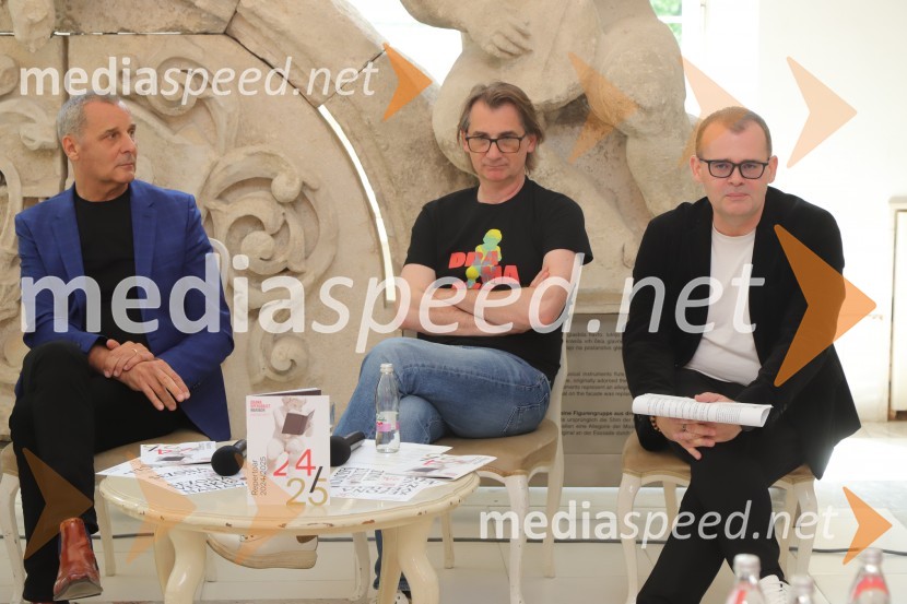  Danilo Rošker, direktor SNG Maribor;  Aleksandar  Popovski, režiser, umetniški direktor Drame SNG Maribor;  Alan Kavčič, predstavnik za odnose z javnostmi SNG MariborSlovensko narodno gledališče Maribor Drama, Opera, Balet, predstavilo repertoar sezone 2024/2025