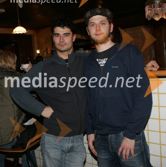 Miran Camplin - Cepo in Primož Dani, humorista in člana skupine D'kwashen retasyPodalpski večer, snemanje nove oddaje na Net Tv