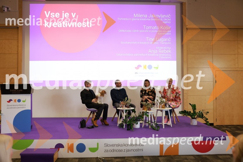  Tomato Košir, oblikovalec vidnih sporočil in pronicljivi vizualni komentator;  Tine Lugarič, kreativni direktor, agencija Trampolin;  Milena  Jakovljević, strateška direktorica, DROM agency;  Anja Rebek,  ustanoviteljica, partnerka in kreativna direktorica, Fabulatorij d.o.o.26. SKOJ, drugi dan konference